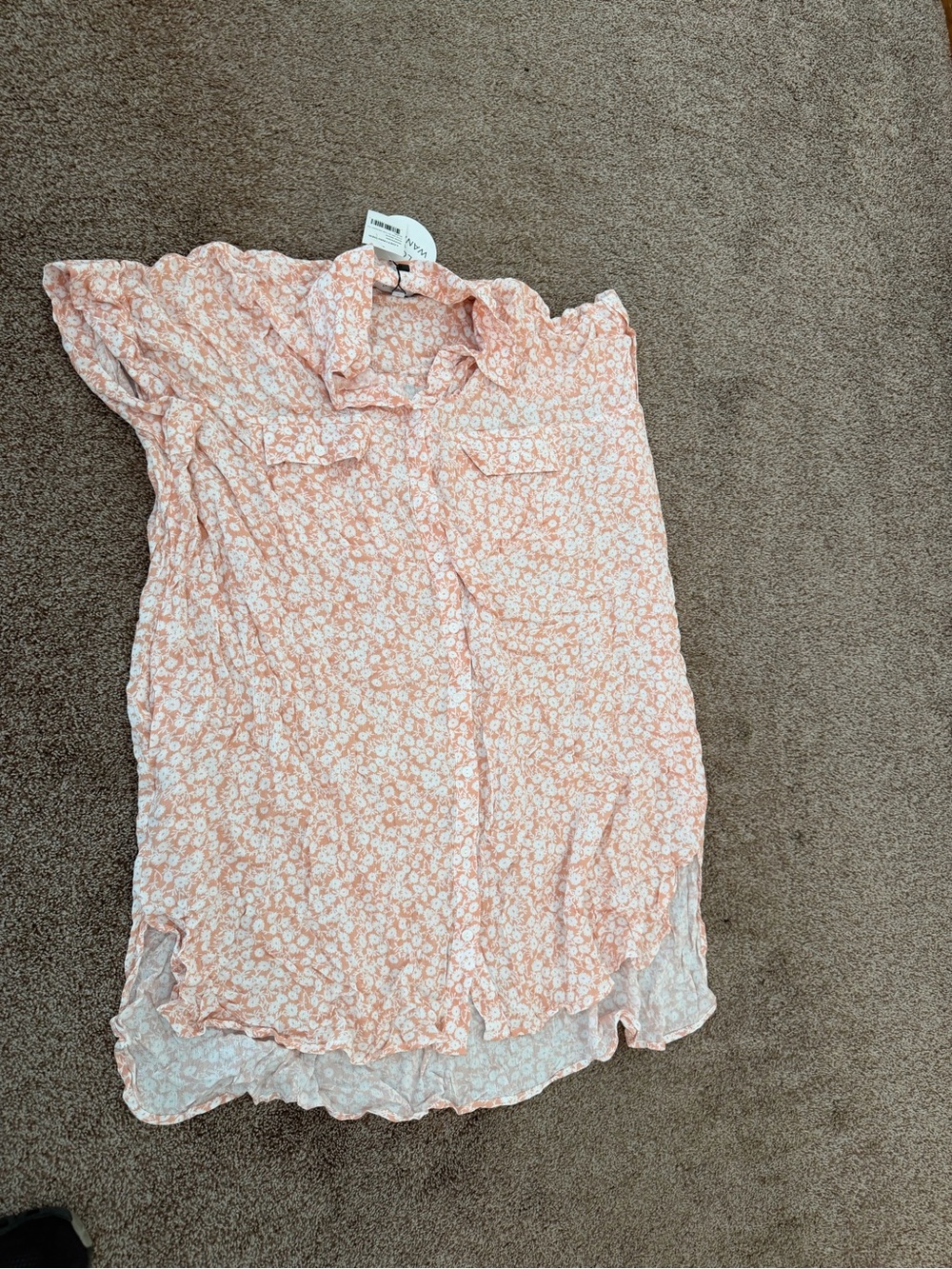 Lost + Wander Peach Floral Button-Up dress